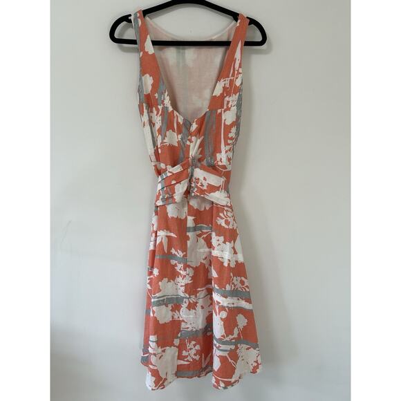 Stunning Adolfo Dominguez Womens hi-neck Belted Linen Midi Dress Sz M Pockets 40 - Picture 5 of 12